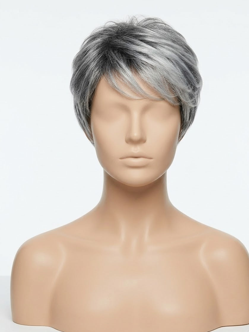 Zebaish Short Silver And Grey Wig With Bangs | Zebaish Wigs & Extensions