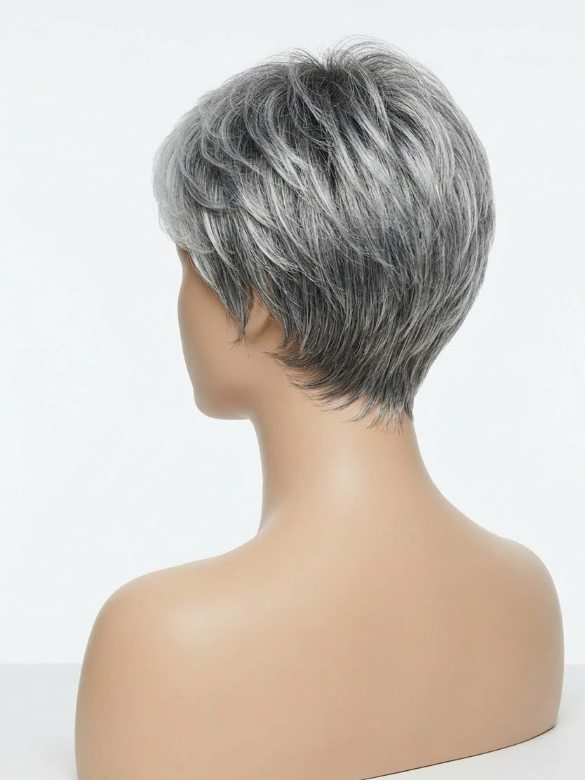Zebaish Short Silver And Grey Wig With Bangs | Zebaish Wigs & Extensions