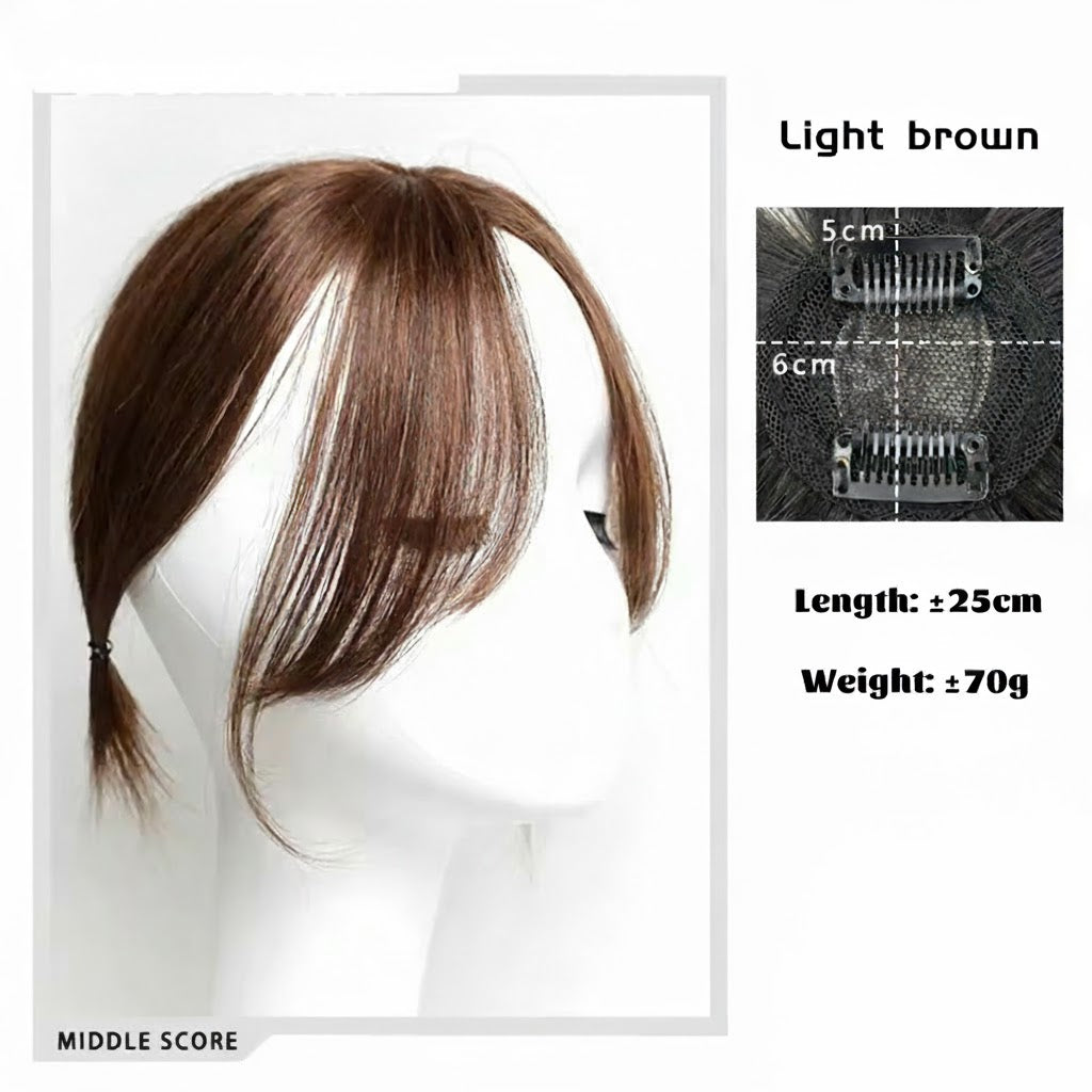 Light Brown 2 Clips Patch with Curtain Bangs